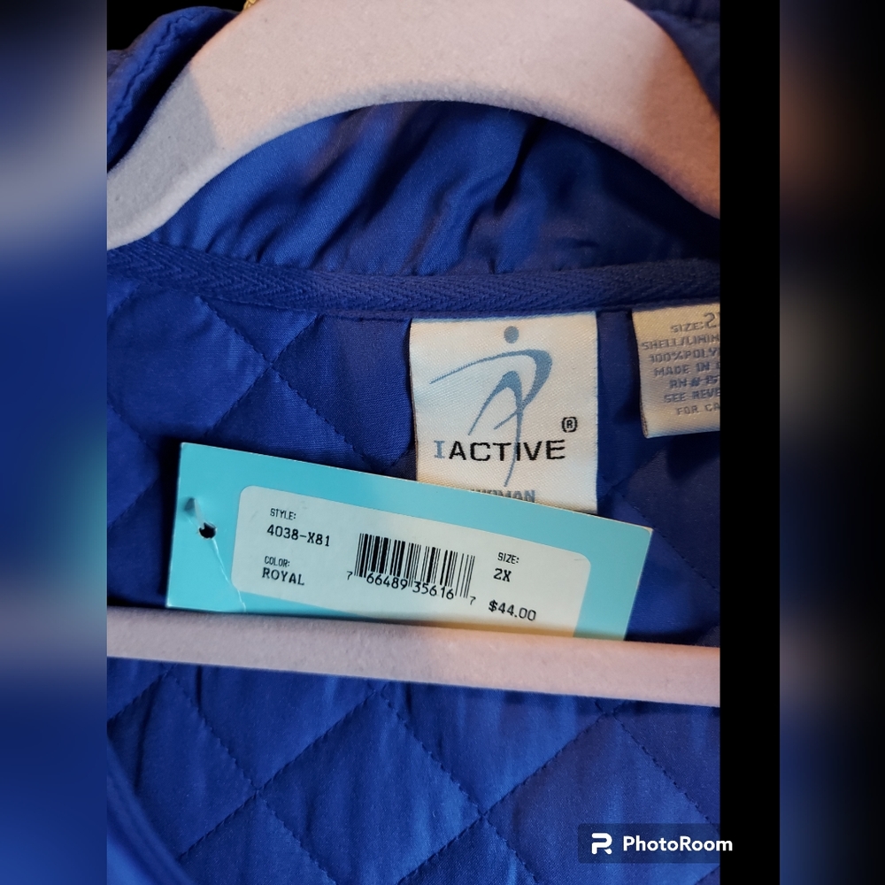 I ACTIVE Royal Blue Lightweight Quilted Vest Women's Size 2X NWT - Picture 5 of 8